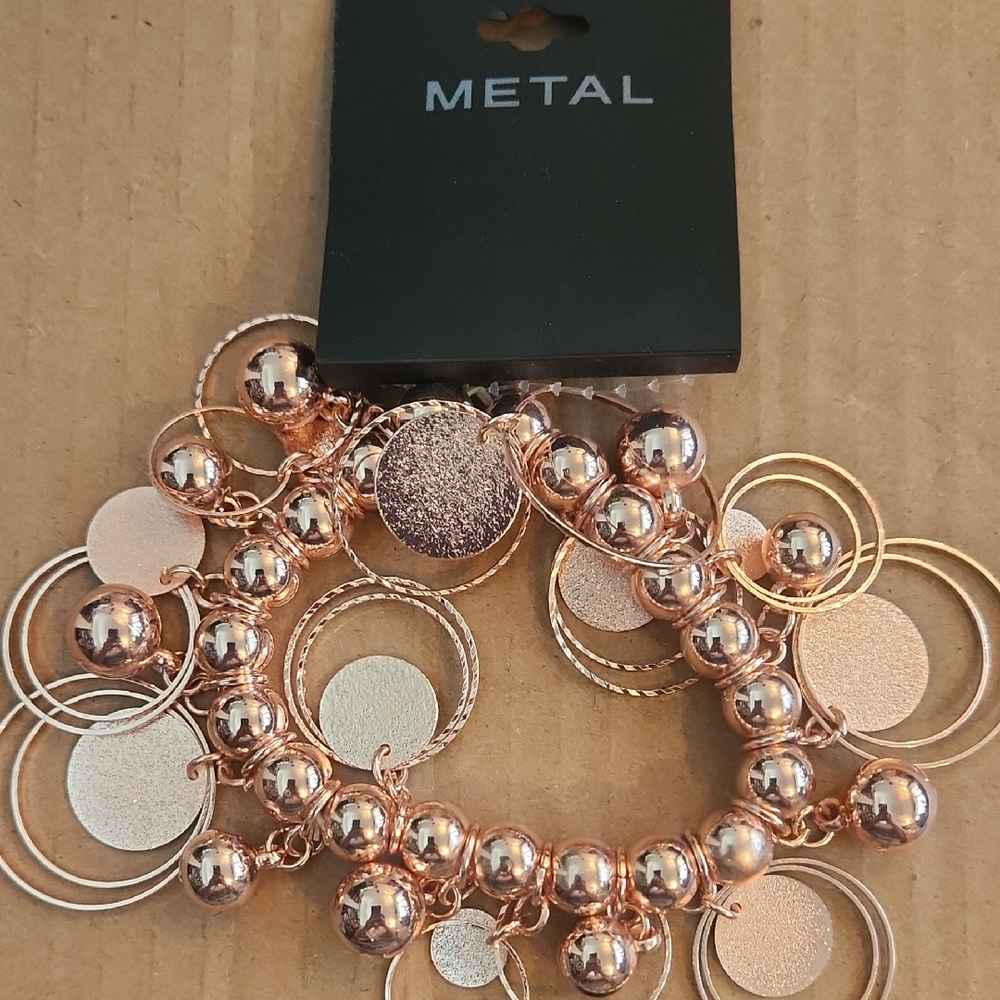 Metallic Chunky Gold Bracelet with Circles